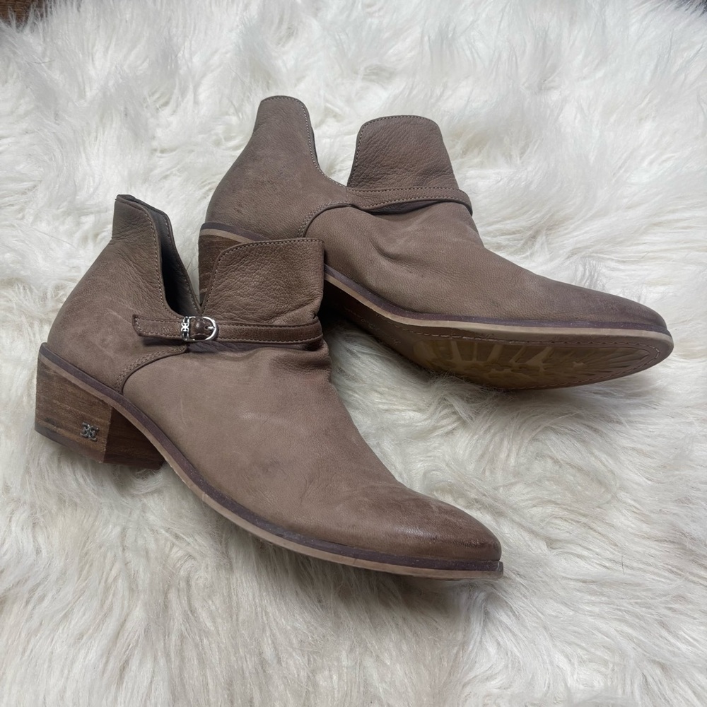 Sam Edelman “Palmer” Leather Ankle Bootie in Taupe size 8.5 Women’s - Picture 2 of 10